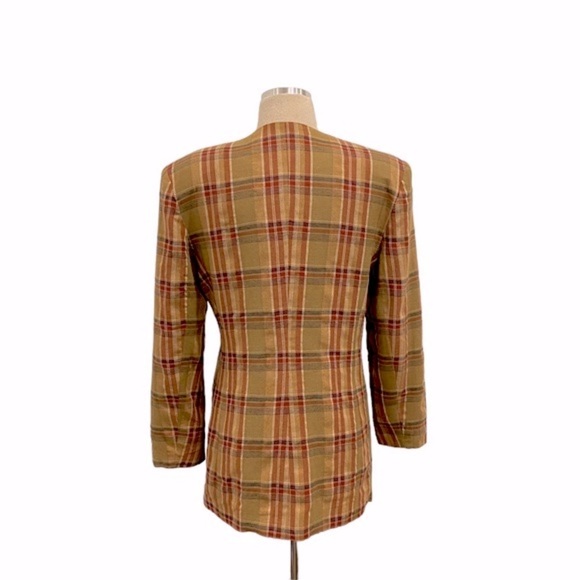 Plaid Linen Blazer By Prolog Vintage - Picture 6 of 8